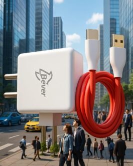 Bever BT- Torque,65W Fast Charging Adapter with 80W VOOC Cable, USB Wall Charger with Red Type-C Cable